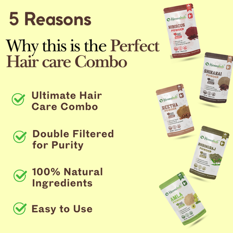 Hennahub Premium Amla, Reetha, Shikakai, Hibiscus, Bhringraj Powder Combo | Double Filter 100gm Each | Ultimate Natural Hair Care Pack of 5 Hennahub Premium Amla, Reetha, Shikakai, Hibiscus, Bhringraj Powder Combo | Double Filter 100gm Each | Ultimate Natural Hair Care Pack of 5
