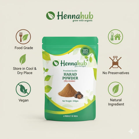 Hennahub Harad Powder (Food Grade) 100gm Pack | Pure Terminalia chebula Fruit Powder