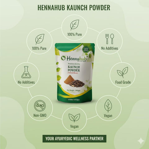 Hennahub Kaunch Powder (Food Grade) 100gm Pack | Pure Mucuna pruriens Seed Powder | Natural Botanical Ingredient for Warm Drinks, Smoothies & Herbal Mixes