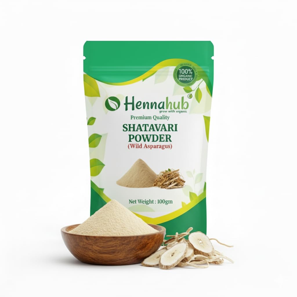 Hennahub Shatavari Powder (Food Grade) 100gm Pack | 100% Natural Asparagus racemosus Root Powder | Plant-Based Ingredient for Smoothies & Herbal Drinks