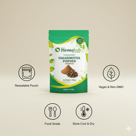 Hennahub Nagarmotha Powder (Food Grade) 100gm Pack | 100% Natural Cyperus scariosus Root Powder | Traditional Herbal Ingredient for Teas & Blends