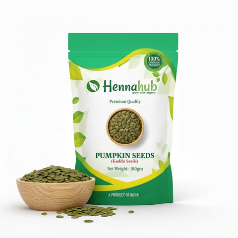 Hennahub Pumpkin Seeds 100gm | Raw & Crunchy Edible Seeds | Premium Food Grade | Fibre & Plant Protein Rich | For Snacking, Smoothies, Granola, Salads & Baking Recipes