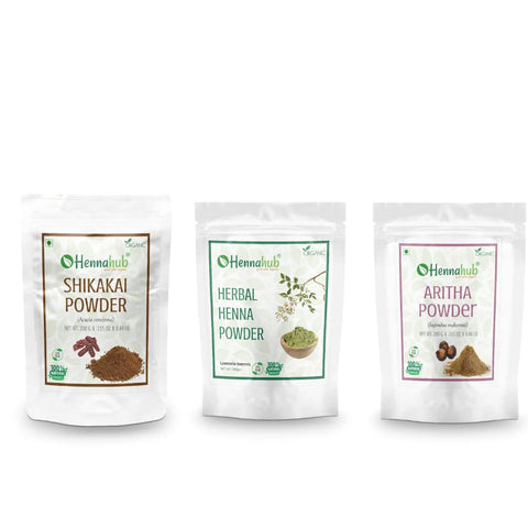 HENNAHUB Aritha, Herbal Henna and Shikakai powder 200g x 3 pack | Organic Hair care Combo Pack | Total 600 gm