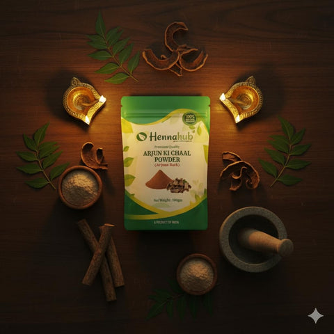 Hennahub Arjun Ki Chaal Powder (Food Grade) 100gm | Pure Terminalia arjuna Bark Powder | Traditional Plant-Based Ingredient for Herbal Drinks & Home Recipes