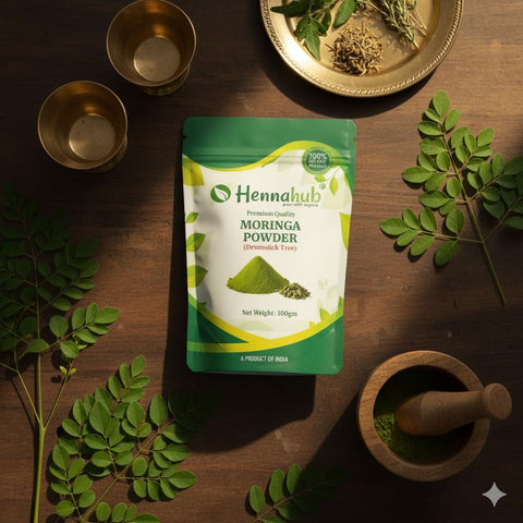 Hennahub Moringa Powder (Food Grade) 100gm Pack | 100% Pure Moringa Oleifera Leaf Powder | Natural Green Superfood for Smoothies, Juices & Cooking