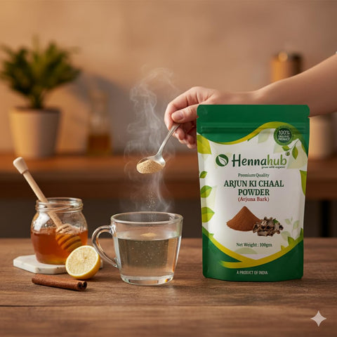 Hennahub Arjun Ki Chaal Powder (Food Grade) 100gm | Pure Terminalia arjuna Bark Powder | Traditional Plant-Based Ingredient for Herbal Drinks & Home Recipes