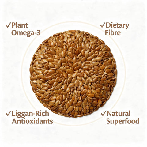 Hennahub Premium Flax Seeds 100g | Raw & Unroasted | Omega-3 Rich Superfood | High Fibre, Plant Protein, Gluten-Free Seeds for Salads, Smoothies, Baking & Daily Nutrition