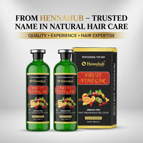 Fruit Vinegar Gel Natural Hair Black Color for Both Men, Women (500ml x 2) - with Gloves