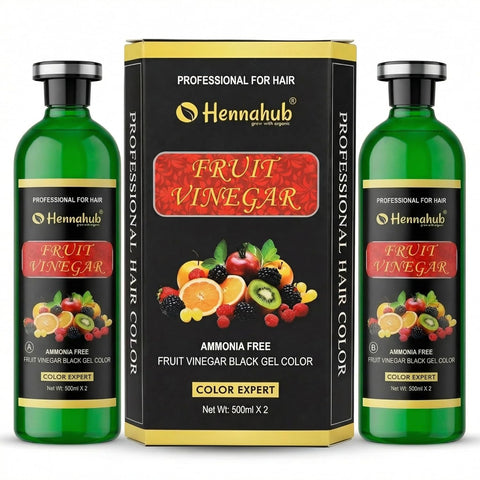 Fruit Vinegar Gel Natural Hair Black Color for Both Men, Women (500ml x 2) - with Gloves
