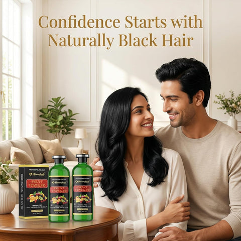 Fruit Vinegar Gel Natural Hair Black Color for Both Men, Women (500ml x 2) - with Gloves