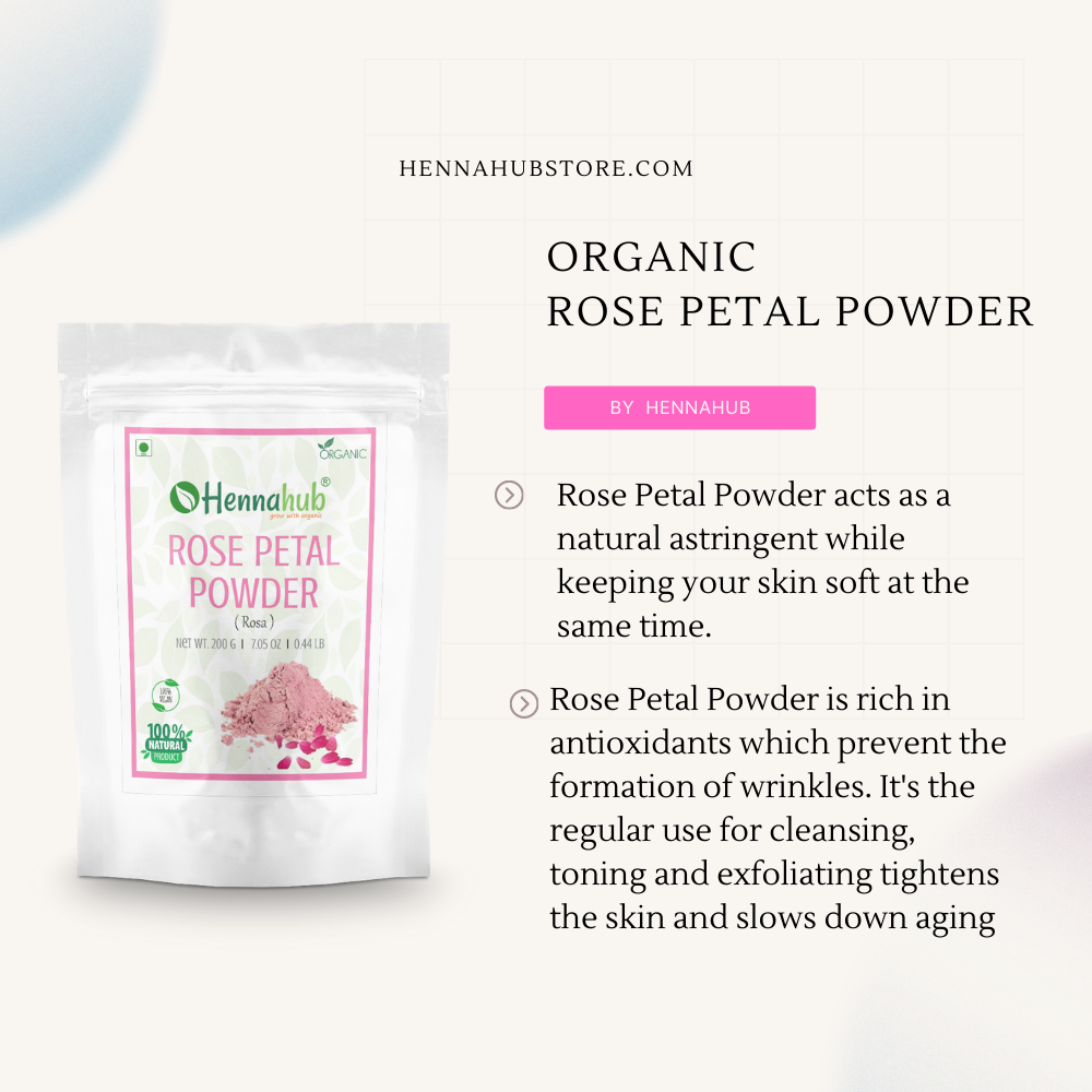 Organic Rose Petals Powder for face, 200gm - hennahubstore