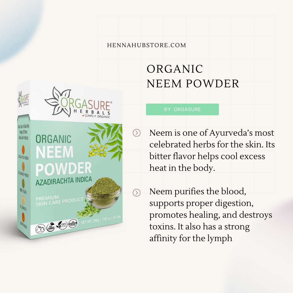 Organic Neem Powder for Face and Hair Care, 200gm - hennahubstore
