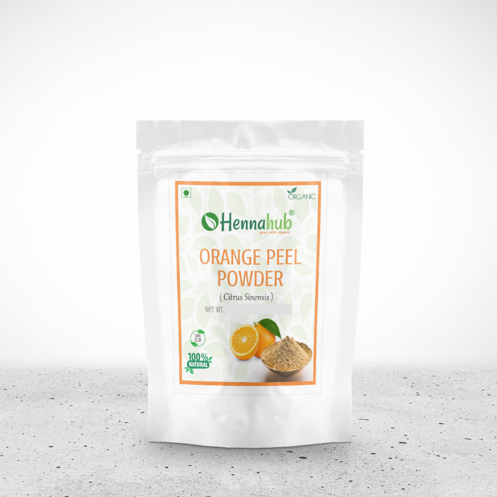 Organic Orange Peel Powder for Face Mask, Skin Care 200gm Pack - hennahubstore
