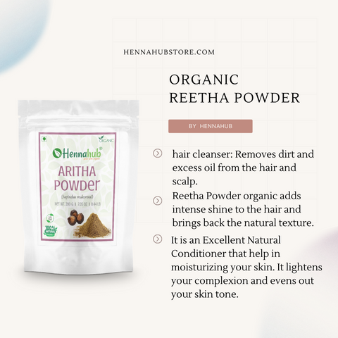 Organic Aritha Powder for Hair 200 gm (Reetha/Soapnut Powder) - hennahubstore