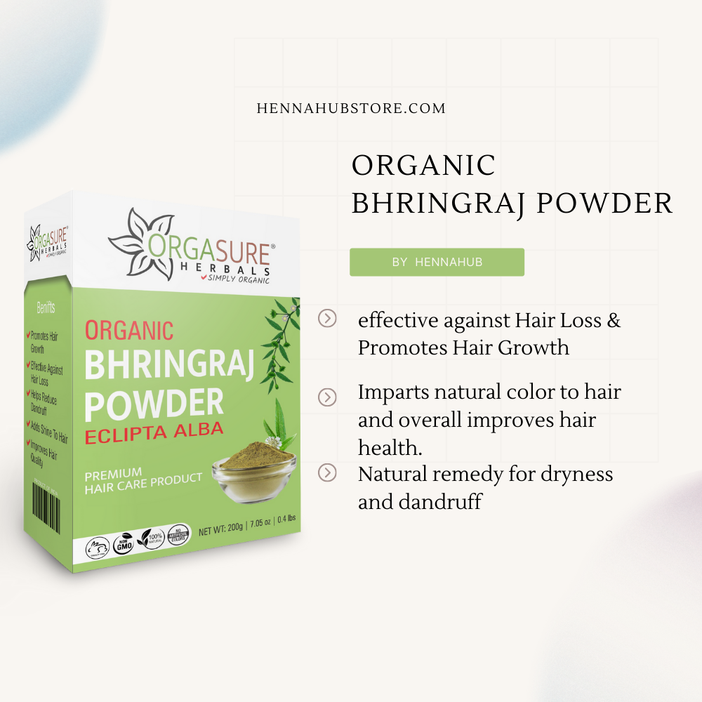 Organic Bhringraj Powder for Hair care, 200gm - hennahubstore