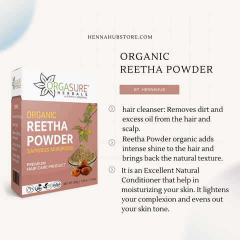 Organic Reetha Powder for Hair 200 gm (Aritha/Soapnut Powder) - hennahubstore