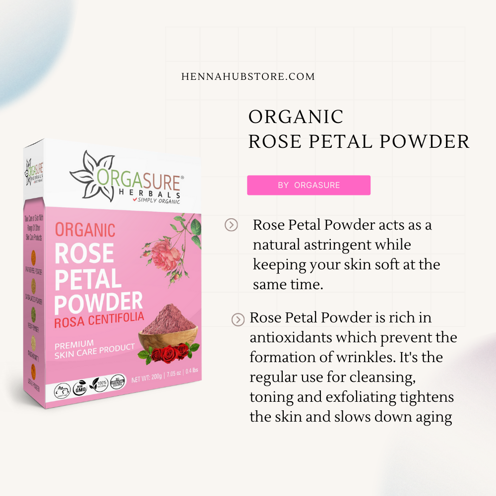 Organic Rose Petals Powder 200gm - hennahubstore